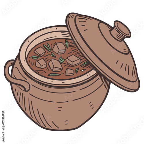 Traditional Clay Pot with Rustic Brown Finish for Slow-Cooked Stews. Perfect for: Chinese New Year, Home Cooking, Rustic Kitchens, Traditional Cooking
