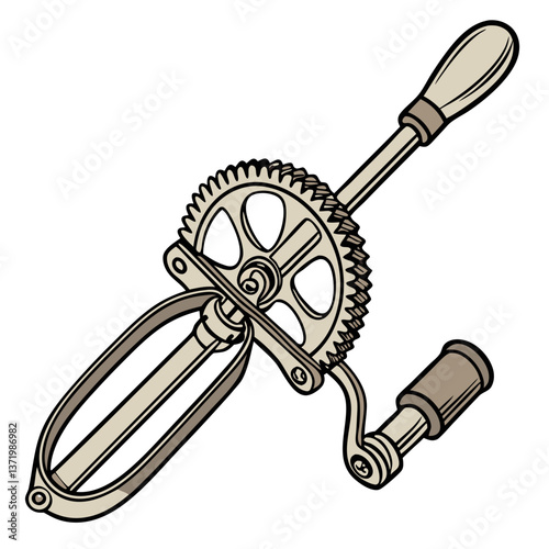 Vintage Egg Beater with Hand Crank and Metal Beaters. Perfect for: Christmas Baking, Retro Kitchens, Home Cooking, Vintage Kitchenware Collectors