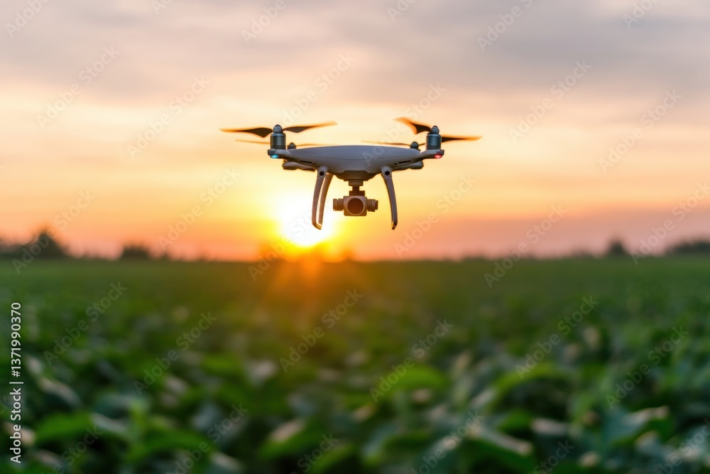 Drone flying over the field Drone flying over the field
