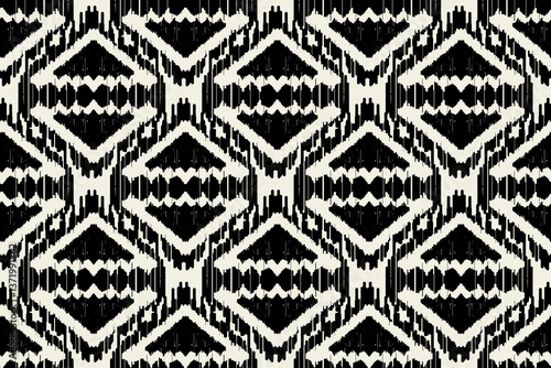 Ethnic boho seamless pattern. Scribble texture. Folk motif. Textile rapport.Ikat geometric folklore ornament. Tribal ethnic texture.Seamless striped pattern in Aztec style. Motifs Ikat embroidery.