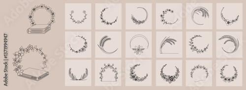 Ornate Floral Frames: A collection of exquisitely detailed, hand-drawn floral frames. Each frame is a testament to elegance, inviting you to explore intricate floral compositions.