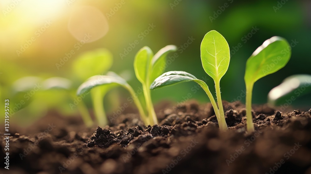 Seedlings growing in the soil Seedlings growing in the soil