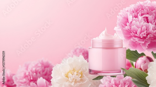 Wallpaper Mural Elegant skincare campaign layout featuring peony flowers and soft pink tones with natural textures highlighting beauty products Torontodigital.ca