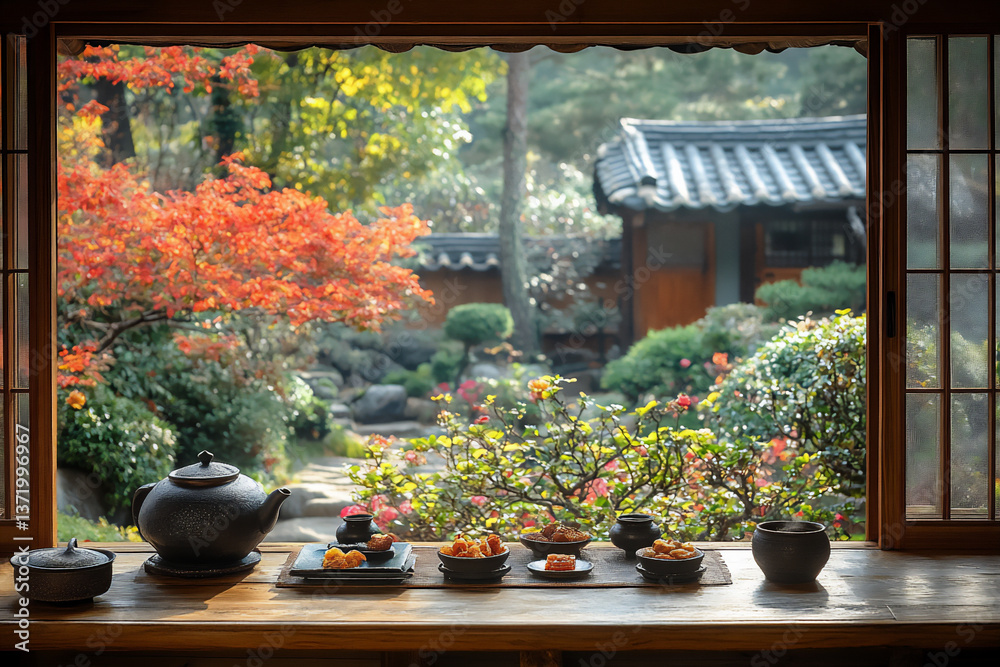 Fototapeta premium traditional korean tea ceremony: a serene moment