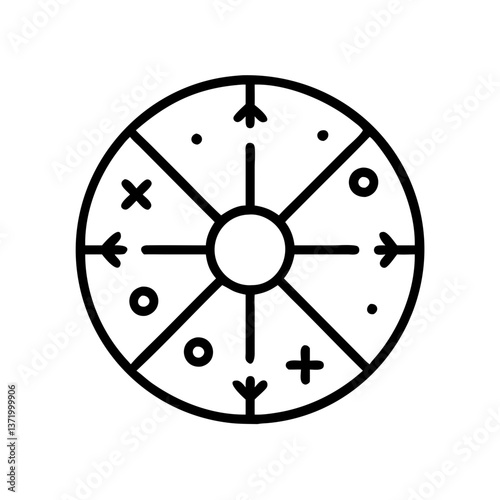 Astrology Wheel Icon in Minimalist Style  