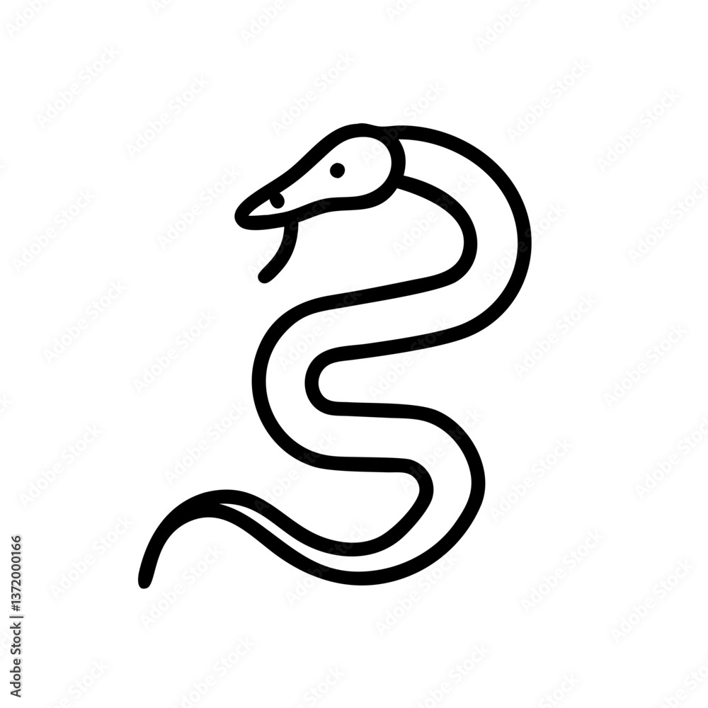 Fototapeta premium Simple Black Outline of a Snake Icon 
