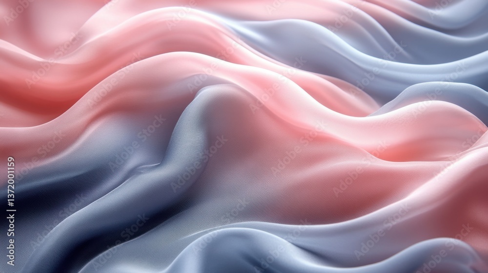 Obraz premium Elegant Satin Fabric Waves in Soft Pink and Grey Tones, Abstract Background