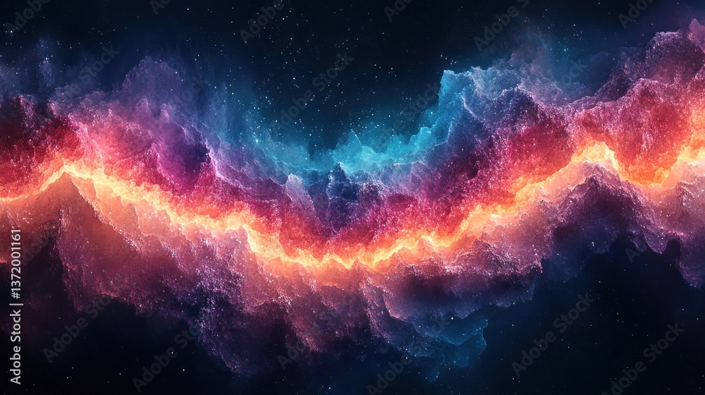 Colorful nebulae flowing through cosmic space