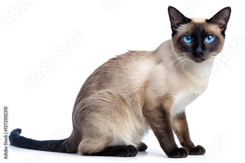 Isolated black and white feline, a cute domestic pet