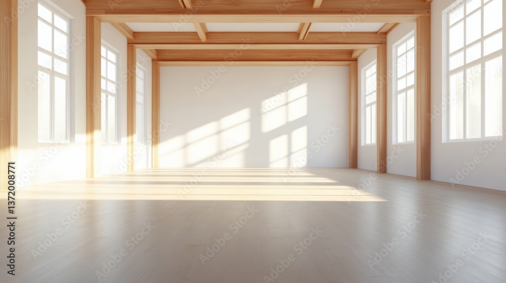 Fototapeta premium empty room, wooden beams