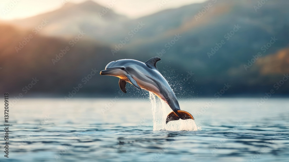 Fototapeta premium Dolphin leaping in ocean
