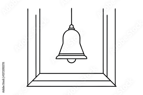Bell Shaped Pendant Light Fixture Inside Minimalist Room Outline
