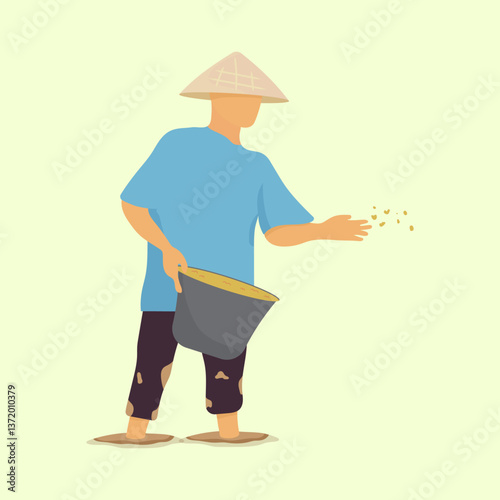 Asian Farmer Illustration