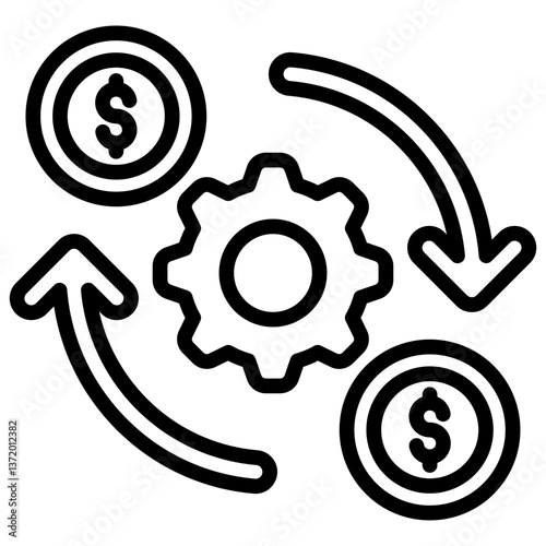 Cash Flow Icon Financial Projection and Management Line Design Vector Concept