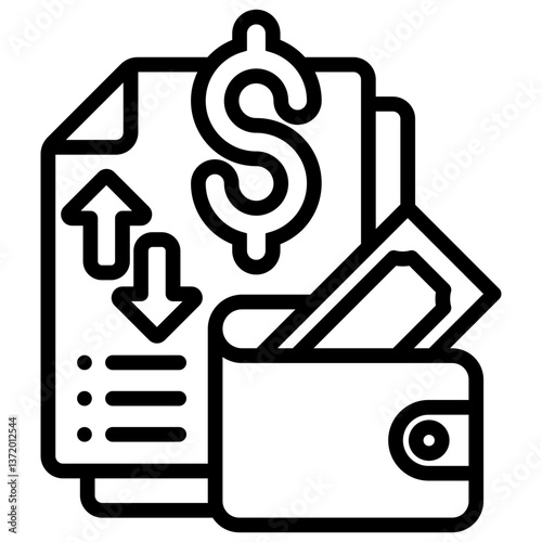 Income Icon Financial Projection and Management Line Design Vector Concept