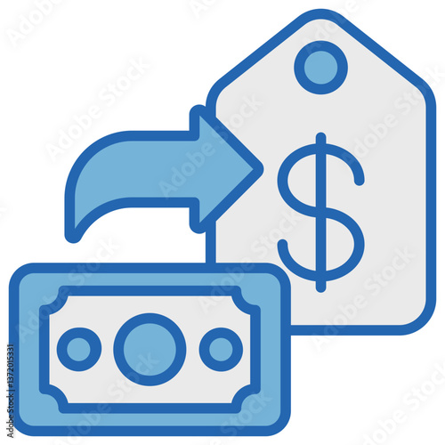Expense Blue White Icon