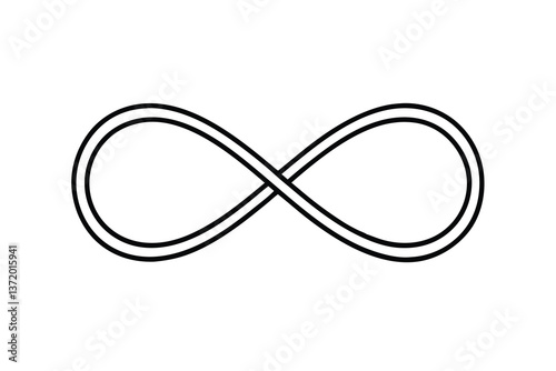 Double Infinity Symbol, Endless Loop, Continuous Cycle, Intertwined Lines, Black, White Background, 