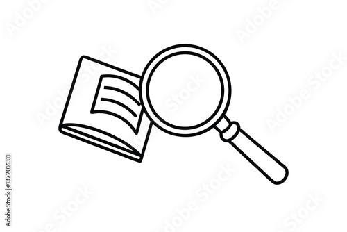 Magnifying Glass Examining Book Research, Study, Learning, Knowledge