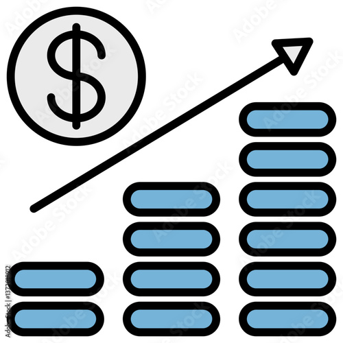 Revenue Blue Black Icon