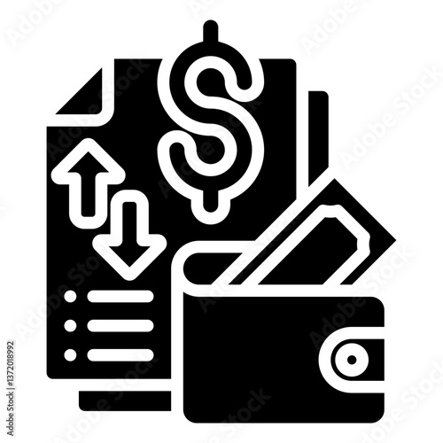 Income Icon Financial Projection and Management Glyph Design Vector Concept