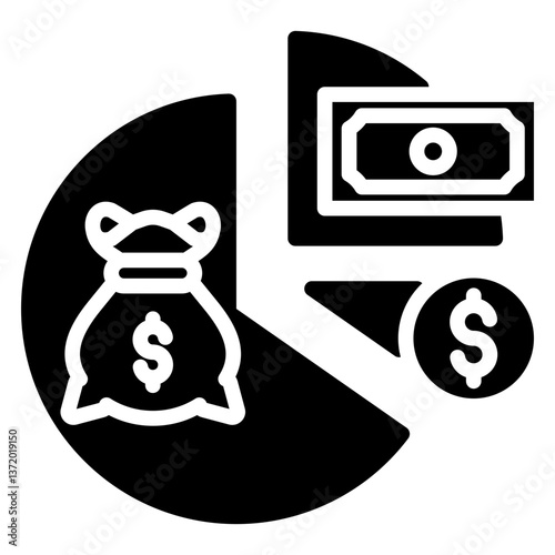Profit Sharing Icon Financial Projection and Management Glyph Design Vector Concept