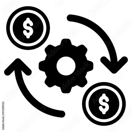 Cash Flow Icon Financial Projection and Management Glyph Design Vector Concept