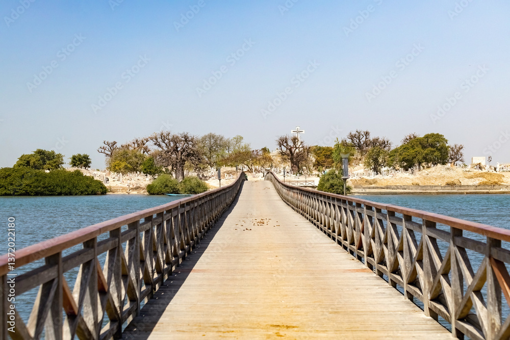 Wooden bridge at Joal Fadiuth island In Senegal Wooden bridge at Joal Fadiuth island In Senegal