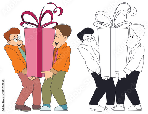 Young guys with big gift.