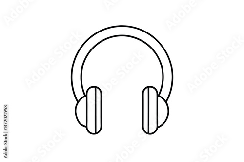 Headphone Icon, Audio Device, Music Listening, Simple Design, Black Outline, Minimalist Style, Vecto