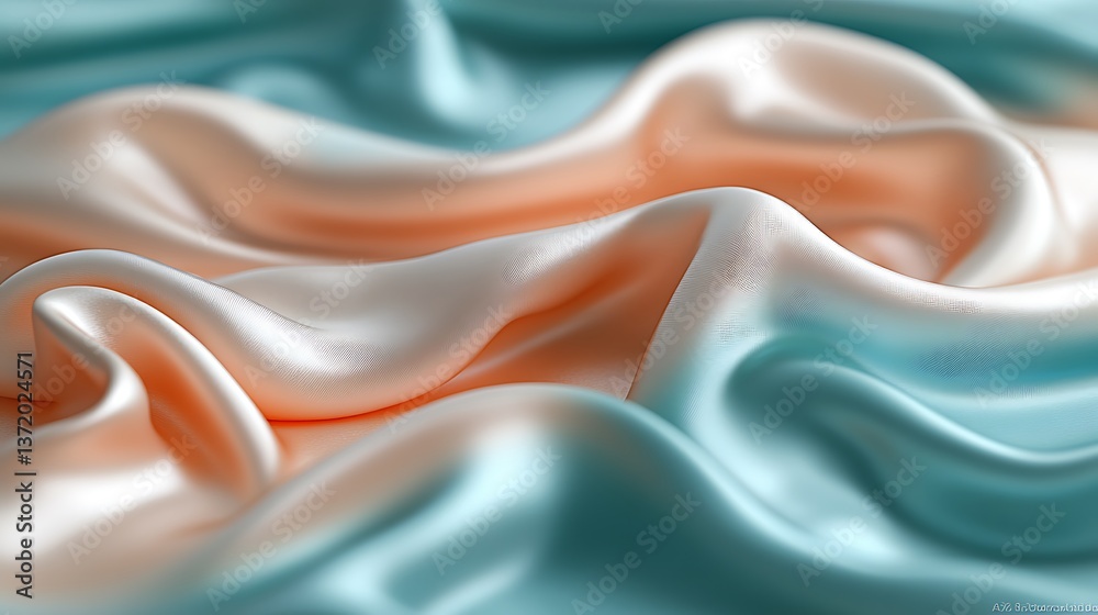 Fototapeta premium A smooth, silky surface in shades of coral and teal, with a gradient transition and a polished finish,