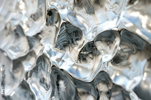 Vibrant Color Visual of Abstract Silver Bumpy Textured