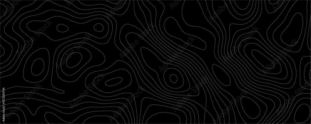 Black Topology and Topography Vector Layered Paper Cutout Abstract Background. Smooth Wavy curve lines banner design vector map seamless pattern. Thin curved wavy lines topology on a black background. Black Topology and Topography Vector Layered Paper Cutout Abstract Background. Smooth Wavy curve lines banner design vector map seamless pattern. Thin curved wavy lines topology on a black background.