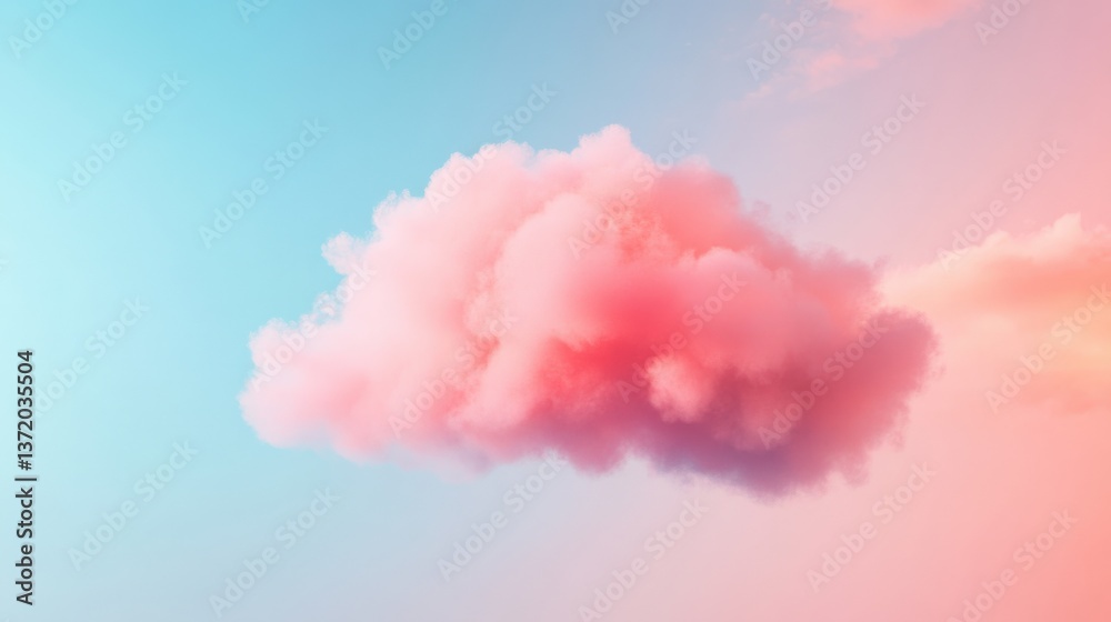Pink cloud floats against pastel sky Pink cloud floats against pastel sky