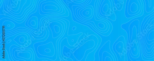 Abstract Sky blue topology and topography vector design background. Smooth wavy lines topographic contour lines vector map seamless pattern. Thin curved wavy lines topology on a blue color background.