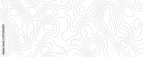 White Topology and Topography Vector Layered Paper Cutout Abstract Background. Smooth Wavy curve lines banner design vector map seamless pattern. Thin curved wavy lines topology on a white background.