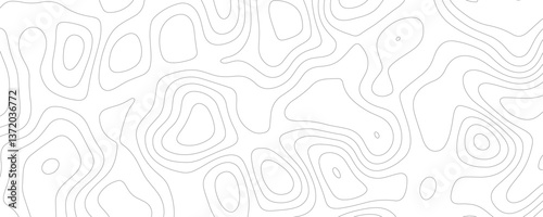 White Topology and Topography Vector Layered Paper Cutout Abstract Background. Smooth Wavy curve lines banner design vector map seamless pattern. Thin curved wavy lines topology on a white background.