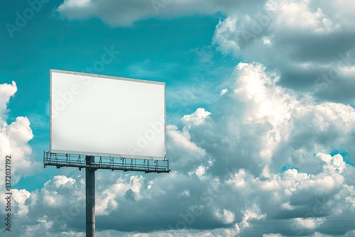 High Resolution Image of Blank Billboard Against a Cloudy Sky