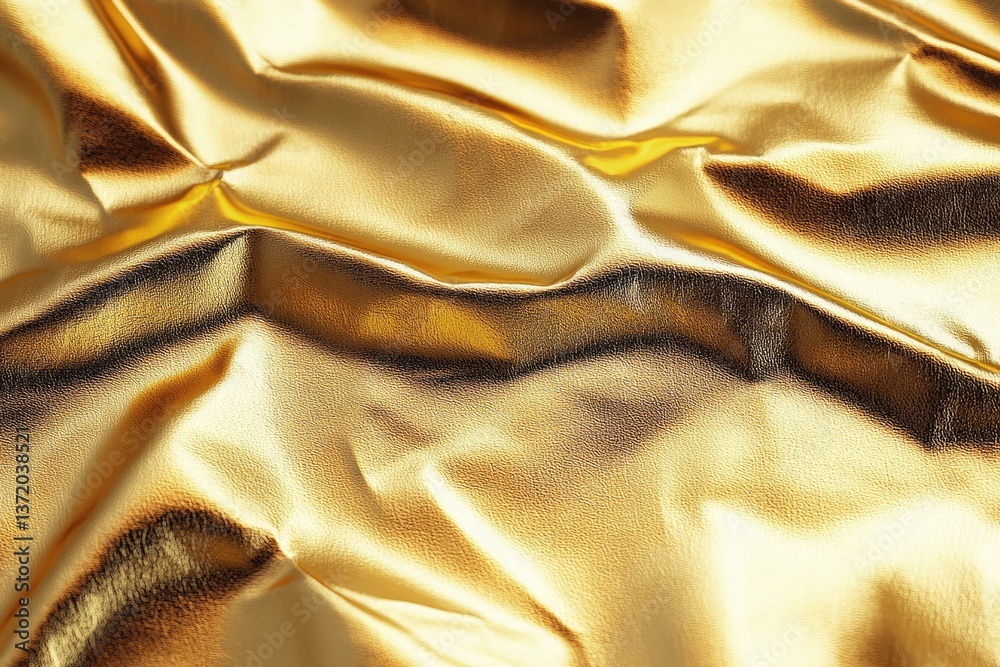 A smooth metallic gold foil surface with a slightly wrinkled texture A smooth metallic gold foil surface with a slightly wrinkled texture