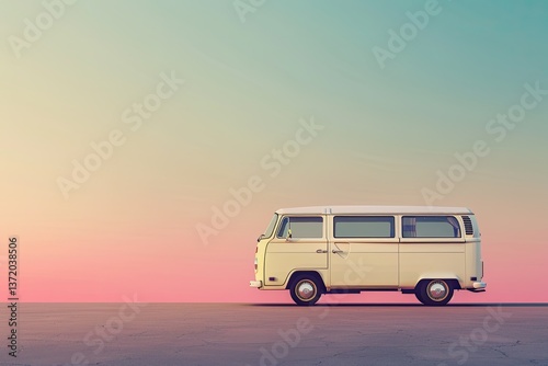 Detailed Color Picture of Editable Van Mockup with Background Color Edit