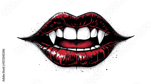 black red witch lips isolated on white background