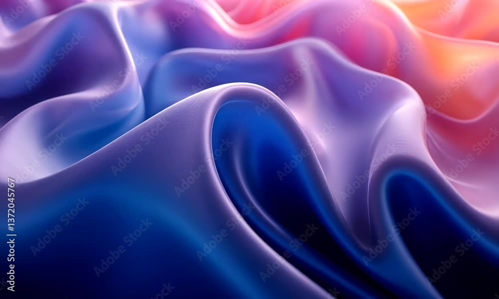 Abstract flowing surface with gradient colors, smooth wave-like motion in a mesmerizing display