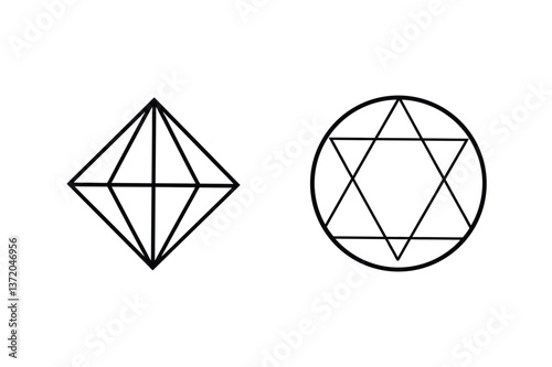 Geometric Shapes Diamond Cut and Hexagram Star Design