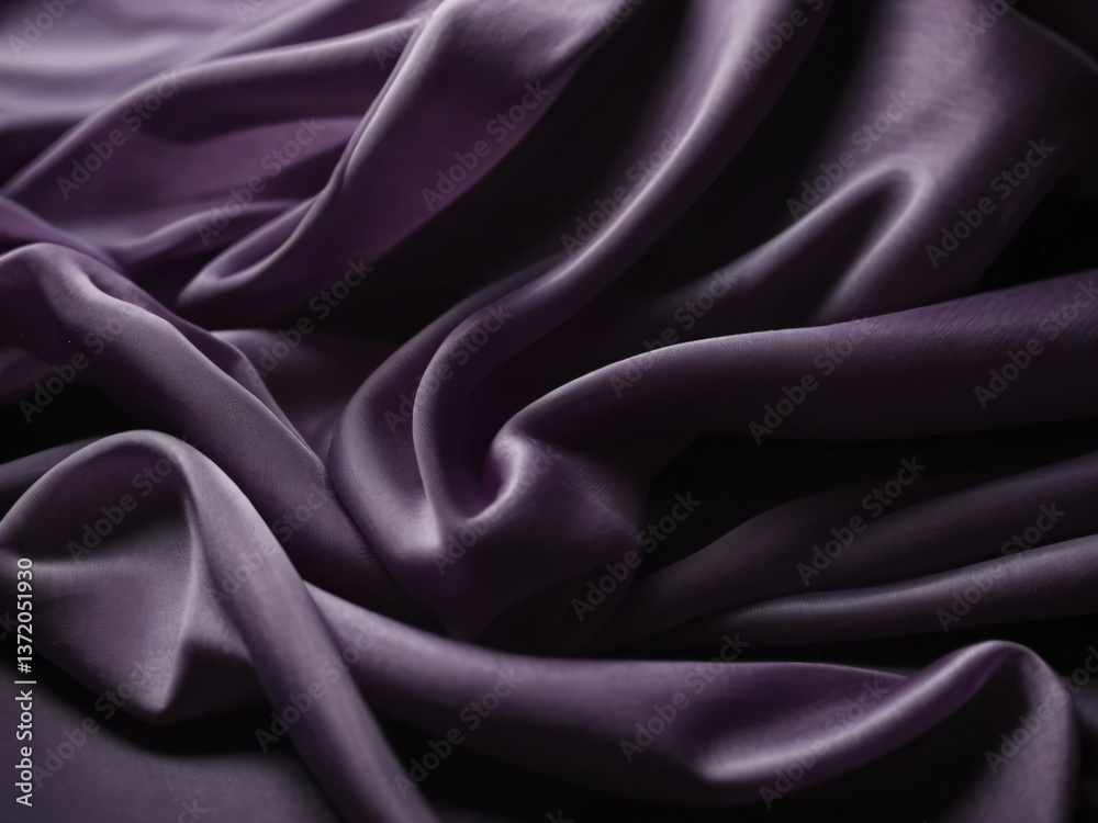 Fototapeta premium The purple silk fabric has a delicate, flowing texture.