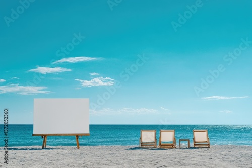 Flawless Image of Chairs on Beach Against Blue Sky
