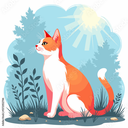 Cat Sitting in Nature for National Pet Day  