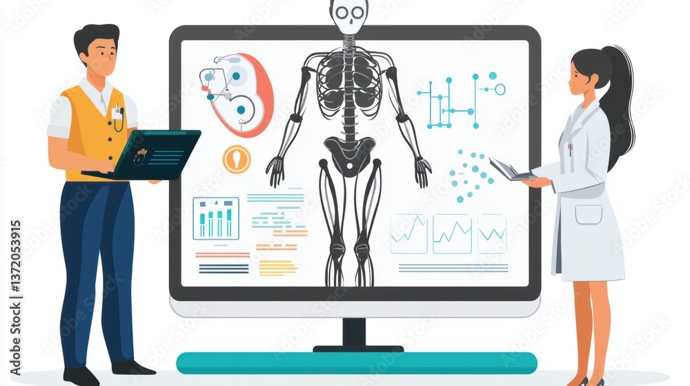 Fototapeta premium Medical Professionals Analyzing Patient Data with Digital Display Tools