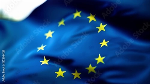 The flag of the european union., HD animation footage.