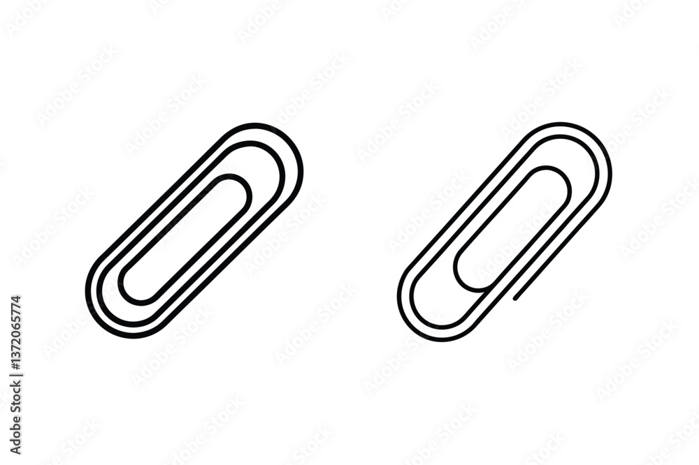 Simple Line Drawings of Paper Clips Open and Closed