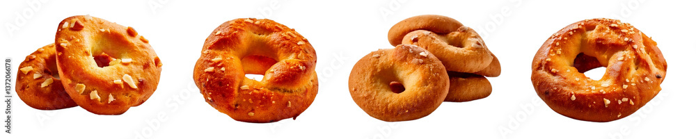 A delightful assortment of freshly baked pretzels arranged aesthetically. A delightful assortment of freshly baked pretzels arranged aesthetically.
