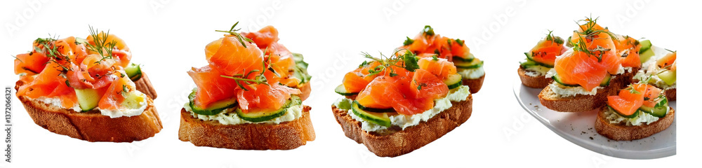 Delicious salmon avocado toast served on rustic bread for a healthy meal. Delicious salmon avocado toast served on rustic bread for a healthy meal.
